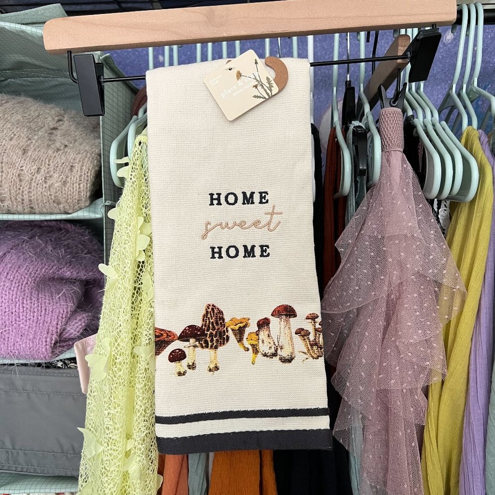 Place & Time – Home Sweet Home Embroidered Mushroom Dish Towel